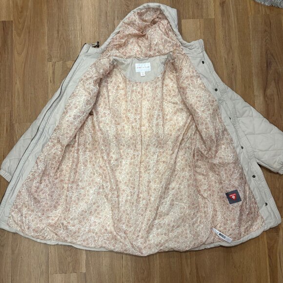 Joe Fresh x Jillian Harris Winter Jacket | Quilted White Coat | Cinch Waist Hood - Picture 4 of 9